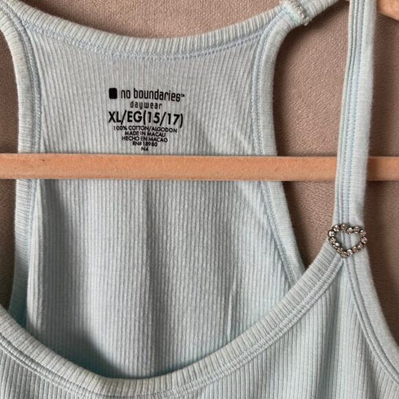 Vintage Y2K Cami Tank Top Rhinestones Blue McBling 2000s Medium - Picture 3 of 4
